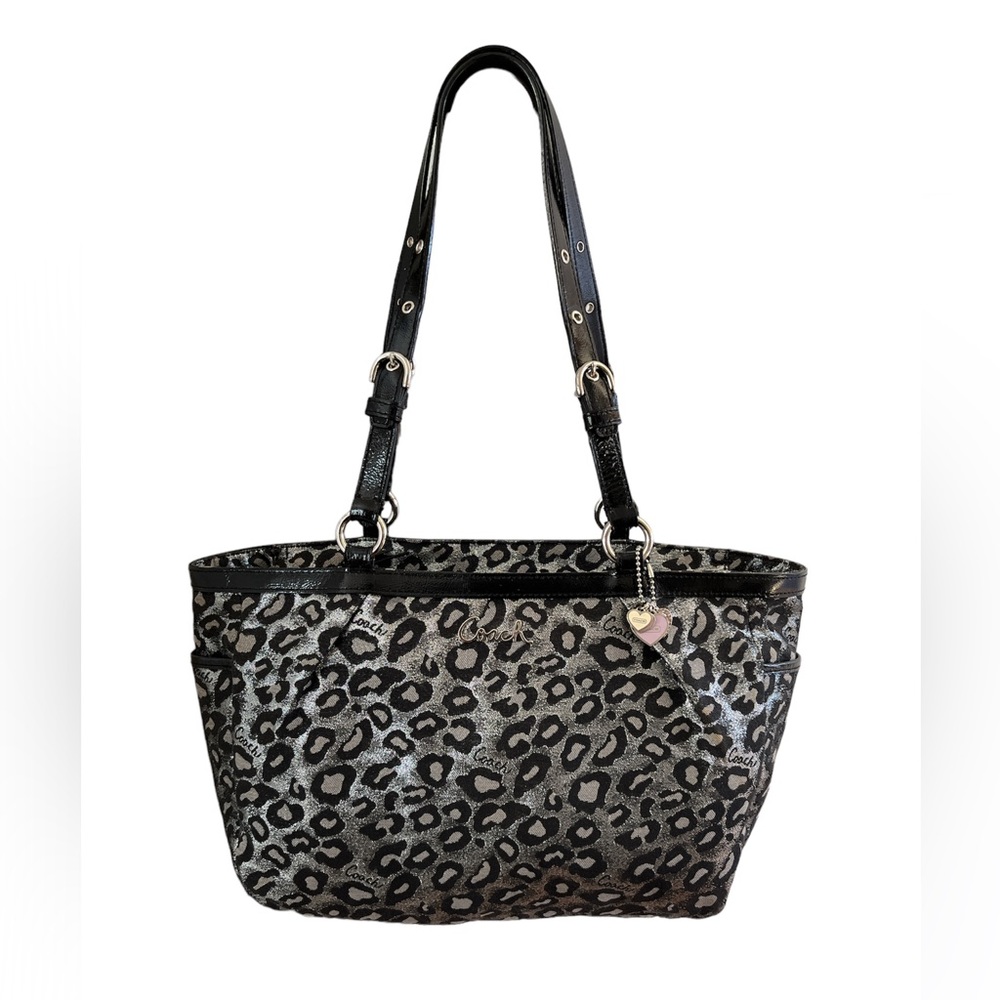 Rare Coach Ocelot Leopard Silver Shoulder Bag Vintage F17675